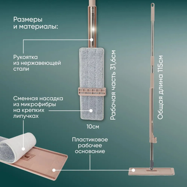 Швабра стрічка з відтискачем для підлоги універсальна телескопічна та двома змінними насадками в комплекті
