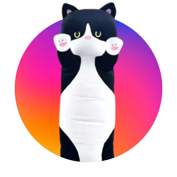 Мягкая Игрушка Кот Батон Длинный 110см Black|White