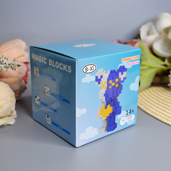 Конструктор 3D Magic Blocks у формі ведмедика "Мультгерої" Синьо-жовтий ведмедик 12 см