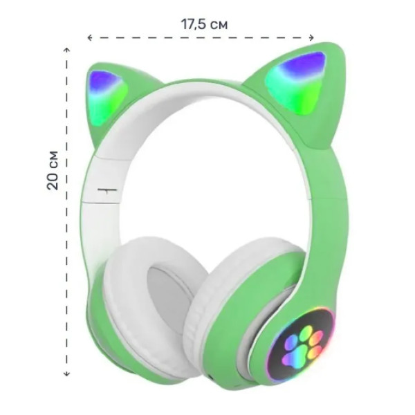 Беспроводные детские светящиеся наушники кошачь ушки, складные Bluetooth с RGB подсветкой с лампками