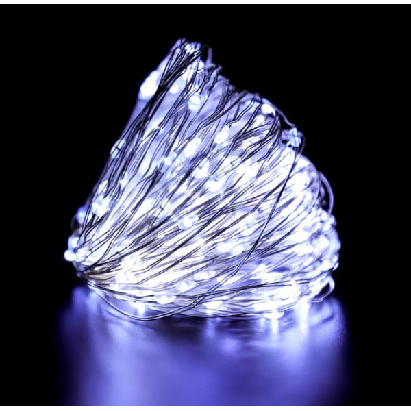 Гірлянда роса на батарейках 5 метрів 50 led 3AA Біле світло Світлодіодна декоративна світлодіодна гірлянда нитка на батарейці