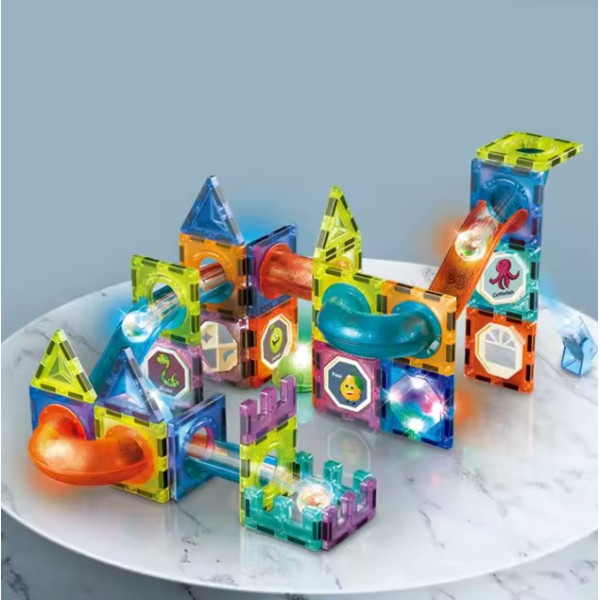 Магнітний конструктор DIY 75 деталей Magnetic Blocks світний "Горки" динамічний конструктор лабіринт