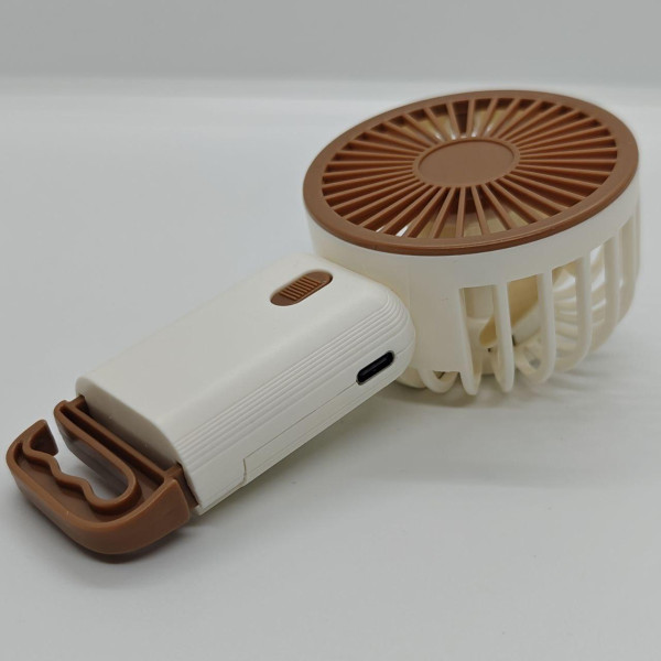 Портативний ручний міні-вентилятор Multi Fan RL-07 на акумуляторі з гачком-підставкою, бежевий