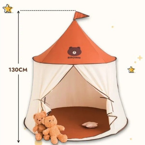 Дитячий ігровий намет з ведмедиком «Чарівний замок» для хлопчиків і дівчаток 130×110×110 см