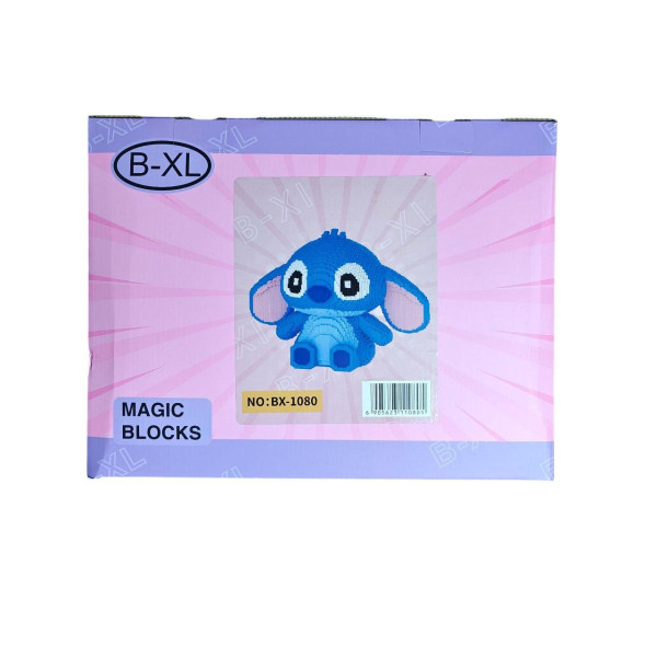 Великий конструктор Стіч 50 см 3Д Magic Blocks синій Stitch Angel 12000 деталей