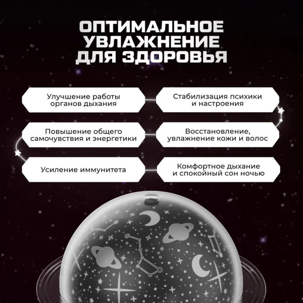 Зволожувач повітря настільний аромадифузор, ультразвуковий, проектор зоряного неба