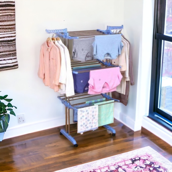Сушарка для білизни Вертикальна Garment rack Багатоярусне Універсальне сушіння для одягу на коліщатках
