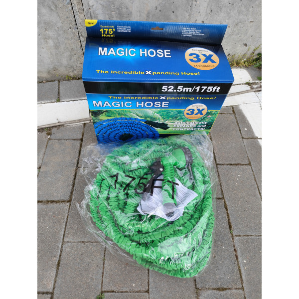 Поливальний шланг 52,5 метра Magic Hose — саморозтягувальний, гнучкий, з розпилювачем для саду та городу