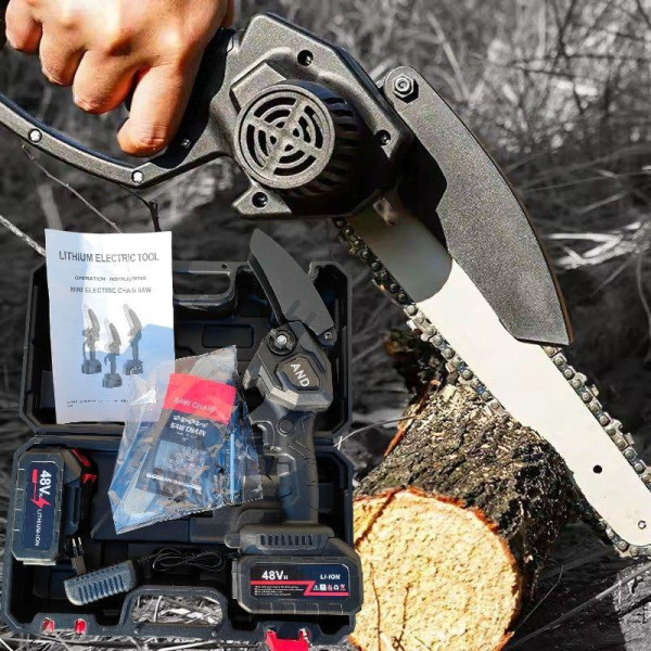 Акумуляторна мініпила 6 дюймів на 2 акумулятори 48 в Chainsaw міні ланцюгова пила акумуляторний сучкоріз