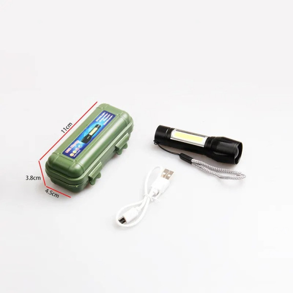 Ліхтар ручний акумуляторний світлодіодний у зеленому кейсі Bailong BL-511 COB usb Міні ліхтарик світлодіодний