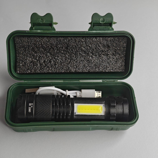 Ліхтар ручний акумуляторний світлодіодний у зеленому кейсі Bailong BL-511 COB usb Міні ліхтарик світлодіодний
