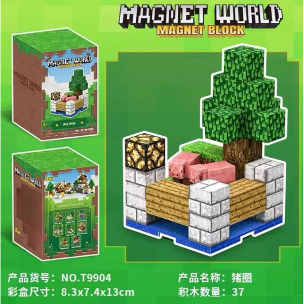 Дитячий Магнітний конструктор кубики Minecraft 37 дет. з магнітних блоків, конструктор на магнітах із кубиків