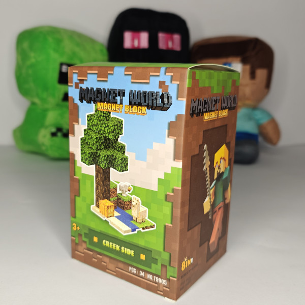 Дитячий Магнітний конструктор кубики Minecraft 34 дет. з магнітних блоків, конструктор на магнітах із кубиків