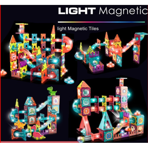 Магнітний конструктор DIY 110 деталей Magnetic Blocks світний "Горки" динамічний конструктор лабіринт