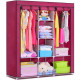 Складана тканинна шафа Storage Wardrobe бордова — 3 секції та 8 полиць, мобільний органайзер для одягу