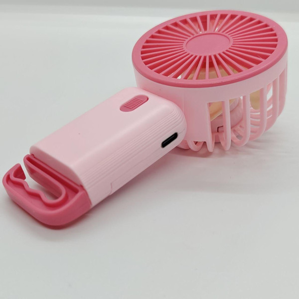 Портативний ручний міні-вентилятор Multi Fan RL-07 на акумуляторі з гачком-підставкою, рожевий