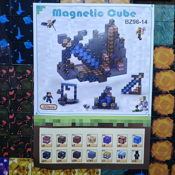 Магнітний конструктор з кубиків Алмазний Меч в шахті 320 деталей Minecraft Magnetic Cube H112