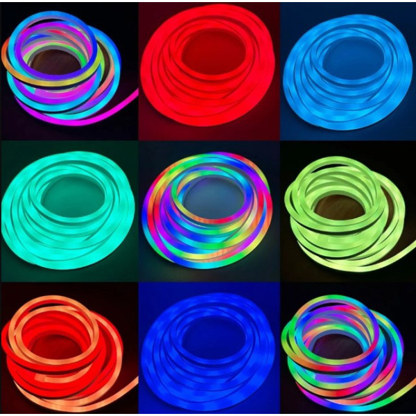 Гибкий неон 10 метров usb, bluetooth Неоновая светодиодная LED лента с пультом и управлением через смартфон