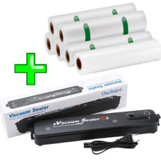 Комплект вакуумний пакувальник і пакети 6 шт. 20, 25, 30 см Вакууматор Vacuum Sealer і рулони для вакуумування
