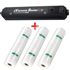Комплект вакуумний пакувальник і рулони 3 шт. по 20 см Вакууматор Vacuum Sealer і рулони для вакуумування