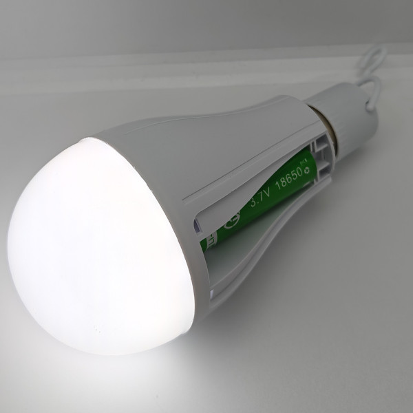 Аварійна світлодіодна лампа e27 20W DT з акумулятором 18650 в патрон, Лампочка Led акумуляторна під цоколь