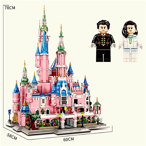 Конструктор замок «Рожева мрія» Panlos 613003 Dream Castle (10 068 деталей, висота 78 см)