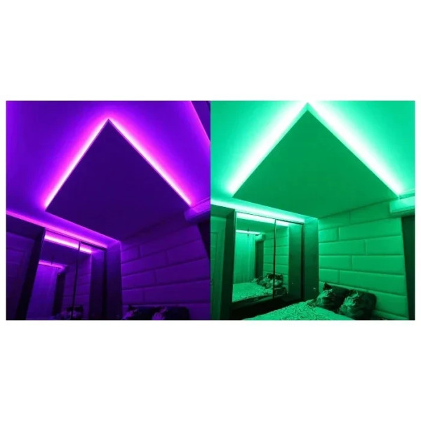 Кольорова світлодіодна Led-стрічка з пультом 5 метрів smd rgb у коробці з контролером і блоком живлення