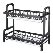 Дворівнева настільна сушарка для зберігання посуду Kitchen rack металеве кухонне сушіння органайзер