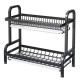 Дворівнева настільна сушарка для зберігання посуду Kitchen rack металеве кухонне сушіння органайзер