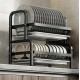 Дворівнева настільна сушарка для зберігання посуду Kitchen rack металеве кухонне сушіння органайзер