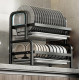 Дворівнева настільна сушарка для зберігання посуду Kitchen rack металеве кухонне сушіння органайзер