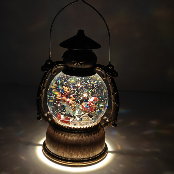 Новорічний музичний світильник Куля зі снігом Water Lantern 22 см ОО-942 ретро ліхтар з ефектом снігу