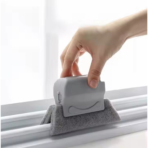 Щітка для чищення рам, щілин і напрямних 14×8,5×6 см — Cleaning brush універсальна губка з ручкою