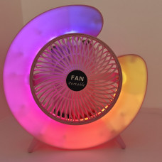Портативний настільний вентилятор від usb з підвсіткою Desktop Fan з функцією нахилу і нічника, рожевий