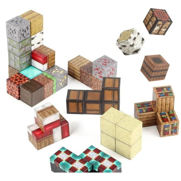 Магнітний конструктор з кубиків Будинок з цегли 122 деталі Minecraft Magnetic Cube Цеглинки кубики майнкафт