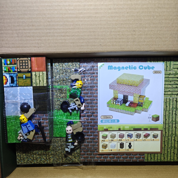Магнітний конструктор з кубиків Будинок з цегли 122 деталі Minecraft Magnetic Cube Цеглинки кубики майнкафт
