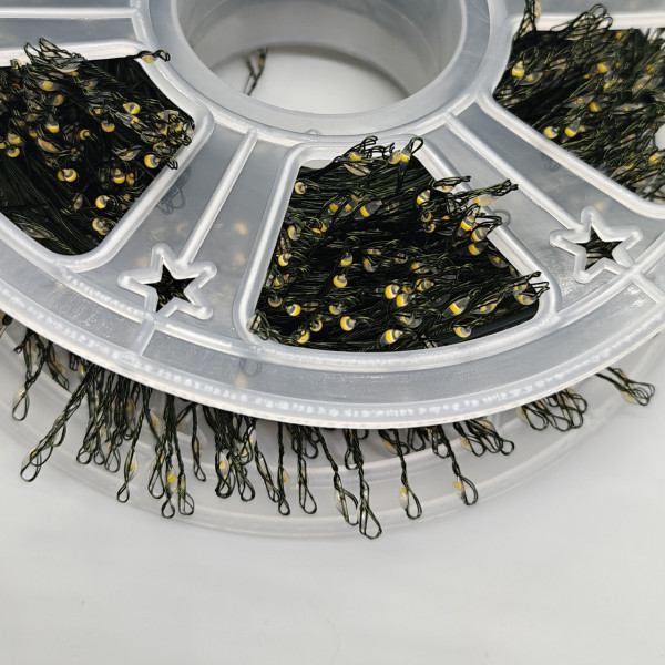 Гірлянда Роса 50 метрів 1500 LED на ялинку, 220V з пультом на зеленому дроті, тепле світло, пульт, 8 режимів