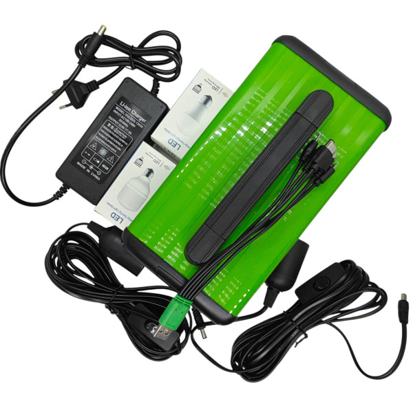 Портативна зарядна станція для ноутбуків 300Wh 12V/26Ah | Вихід 220V до 120W | Power Bank для ноутбука, роутера + 2 LED-лампи
