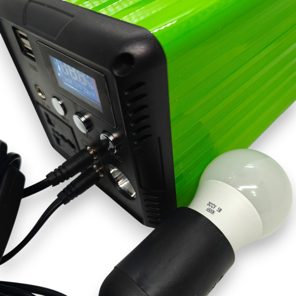 Портативна зарядна станція для ноутбуків 300Wh 12V/26Ah | Вихід 220V до 120W | Power Bank для ноутбука, роутера + 2 LED-лампи