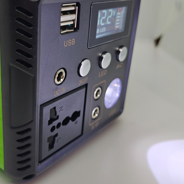 Портативна зарядна станція для ноутбуків 300Wh 12V/26Ah | Вихід 220V до 120W | Power Bank для ноутбука, роутера + 2 LED-лампи