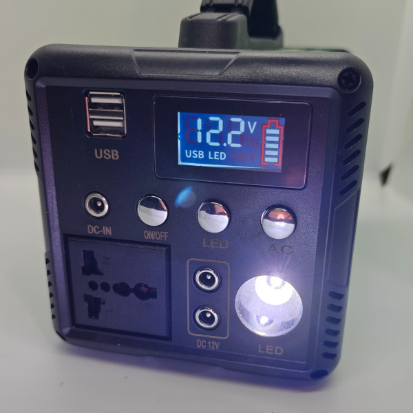 Портативна зарядна станція для ноутбуків 300Wh 12V/26Ah | Вихід 220V до 120W | Power Bank для ноутбука, роутера + 2 LED-лампи