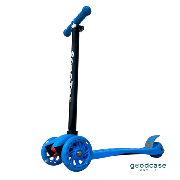 Триколісний самокат Scooter Maxi з ножним гальмом та здвоєними колесами з підсвічуванням (синій)