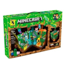 Лего, конструктор для хлопчика, Майнкрафт, Minecraft Зелена фортеця з LED-підсвіткою 866 деталей