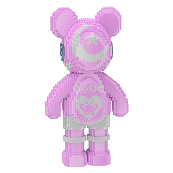 Конструктор світний 3D Magic Blocks у вигляді ведмедика Bearbrick серце «Kisses» Рожевий 4031 деталь