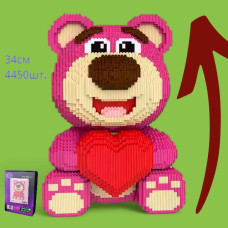 Конструктор 3D Magic Blocks у формі ведмедика Bearbrick "Kisses" із серцем 4450 деталей