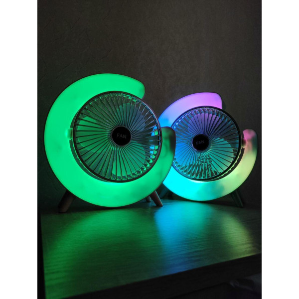 Вентилятор акумуляторний настільний з підсвіткою RGB, акумуляторні вентилятори, usb вентилятор для дому