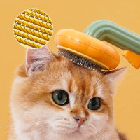 Щітка для вичісування шерсті Pet Brush для хатніх тварин самоочисна, Гребінець від тріскачки для котів і
