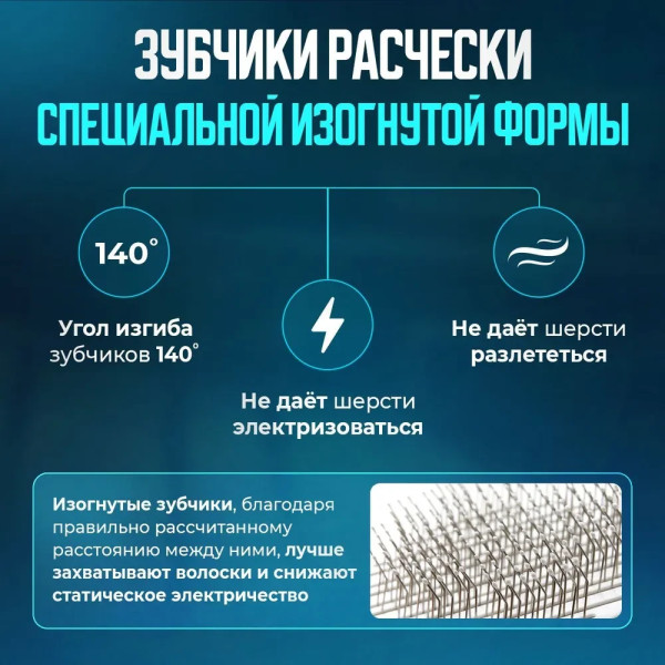 Щітка для вичісування шерсті Pet Brush для хатніх тварин самоочисна, Гребінець від тріскачки для котів і
