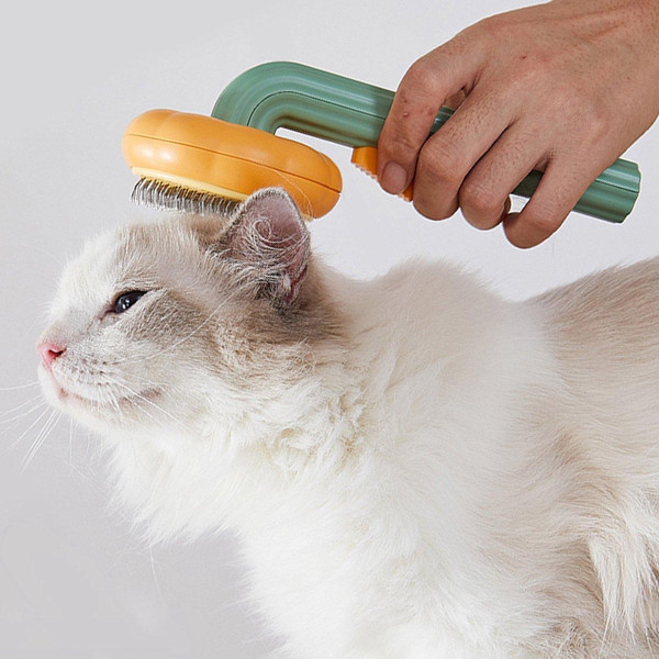 Щітка для вичісування шерсті Pet Brush для хатніх тварин самоочисна, Гребінець від тріскачки для котів і