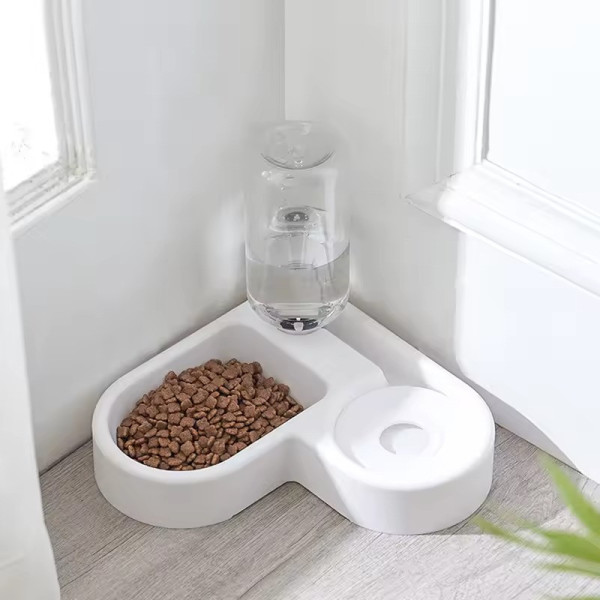 Мисочка для кота для корму 3в1 Поїлка для котів і собак годівниця миска подвійна з пляшкою для пиття